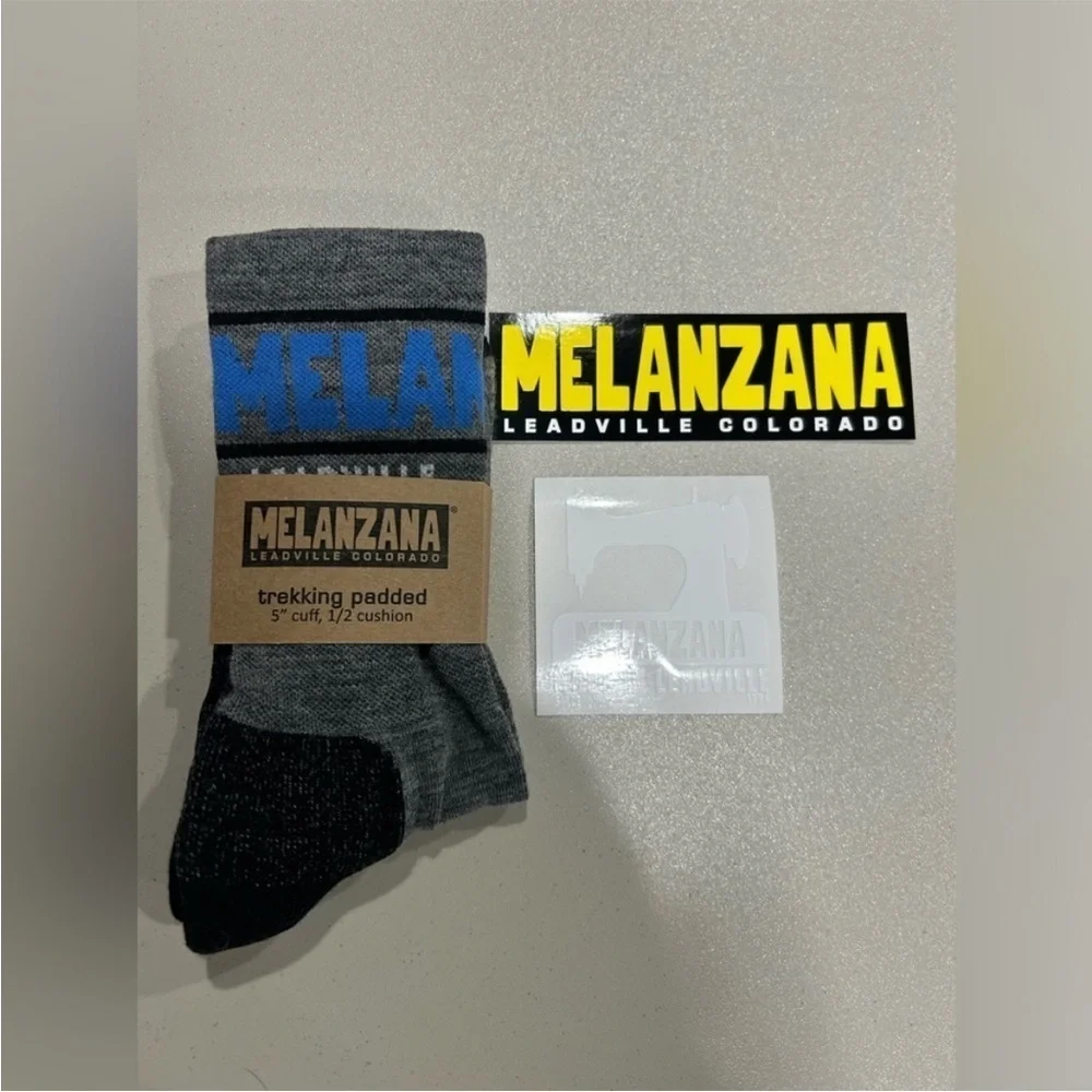 Melanzana Adult Small Trekking Padded Socks Grey Blue NWT Merino Wool Melly